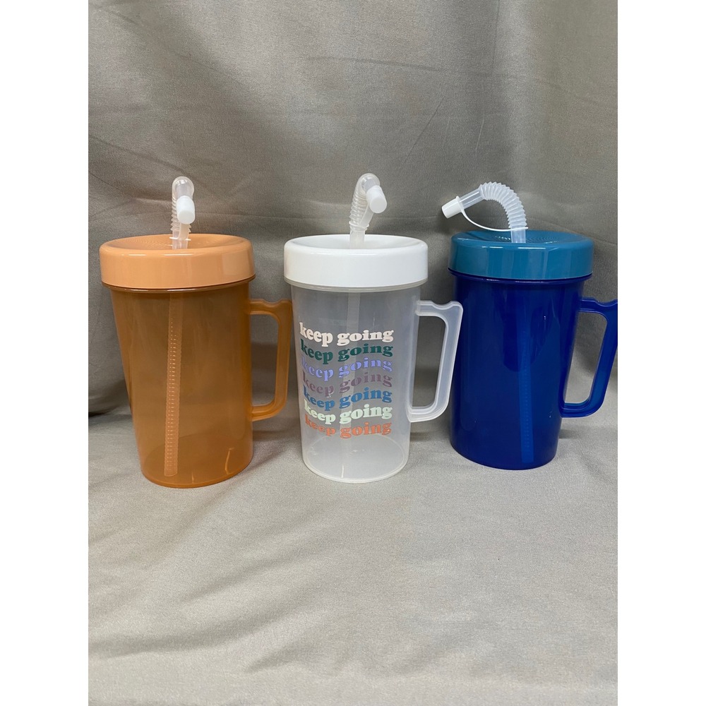 Motivational Plastic Tumbler Mug Set of 3 with‎ Straws